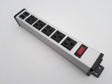 Υπολογιστής γραφείου 5 επίπεδη λουρίδα δύναμης βουλωμάτων με το φορτιστή USB, φραγμός 5v 2.4A δύναμης 5 υποδοχών/1A