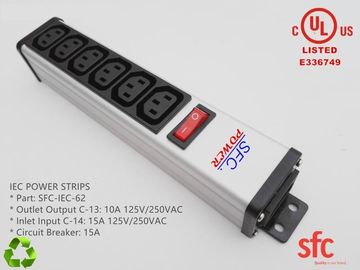 ποιότητας  6 Outlet Flat Plug Power Strip Metal PDU With Overload Protector IEC Approved εργοστάσιο